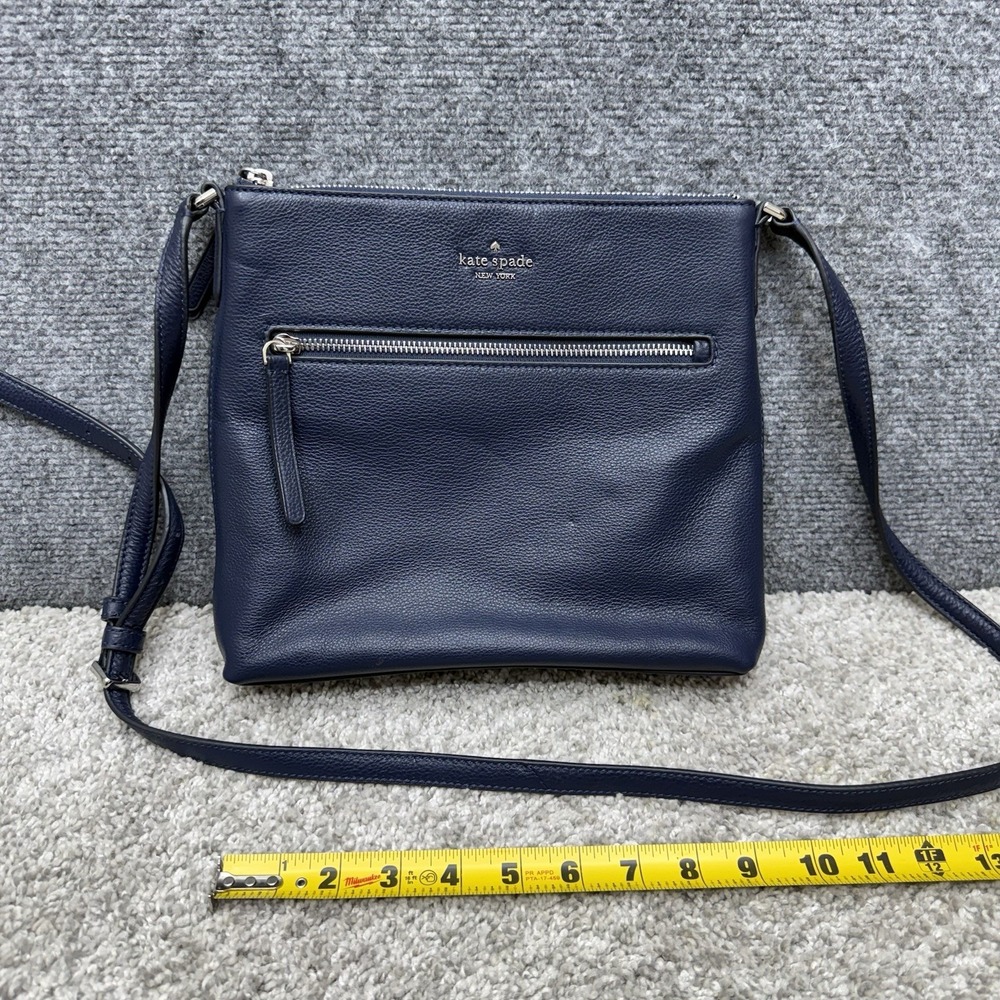 Kate Spade New York Crossbody Jackson pebbled leather bag purse Navy Blue